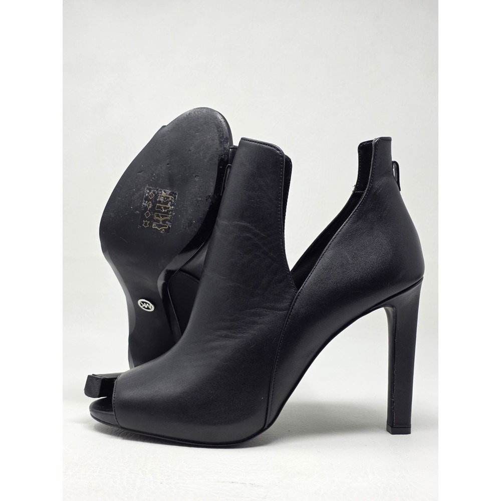 MICHAEL Michael Kors Lawson Open Toe Leather Bootie Size 10 M Black High Heel